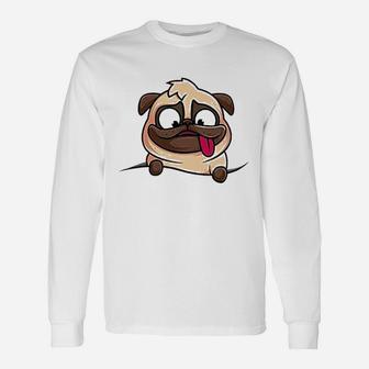 Pug Puppy Dog Lover Cartoon Cute Animal Long Sleeve T-Shirt - Seseable