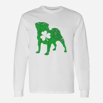 Pug St Patricks Day Boys Girls Shamrock Dog Lover Long Sleeve T-Shirt - Seseable