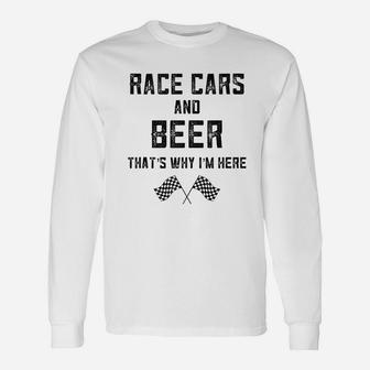 Race Track For Checkered Flag Fast Cars Beer Race Day Long Sleeve T-Shirt - Seseable