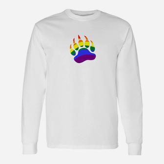 Rainbow Daddy Bear Cub Paw Print Lgbt Pride Long Sleeve T-Shirt - Seseable