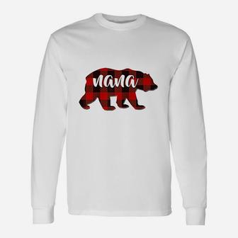 Red Plaid Nana Buffalo Matching Grandma Christmas Long Sleeve T-Shirt - Seseable