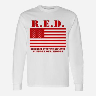 Red Support Our Troops Wear Red On Friday Military Long Sleeve T-Shirt - Seseable