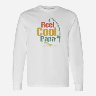 Reel Cool Papa Fishing Fathers Day Dad Long Sleeve T-Shirt - Seseable