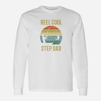 Reel Cool Step Dad Fishing Fathers Day Idea Stepdad Premium Long Sleeve T-Shirt - Seseable