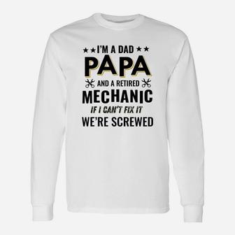 Retired Auto Mechanic Papa Long Sleeve T-Shirt - Seseable