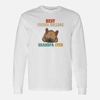 Retro Best French Bulldog Grandpa Long Sleeve T-Shirt - Seseable