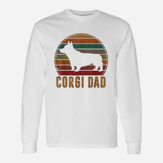 Retro Corgi Dad Dog Owner Pet Welsh Corgi Father Long Sleeve T-Shirt - Seseable