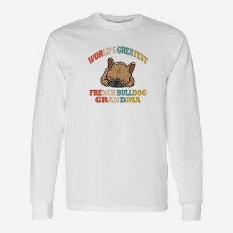 Retro French Bulldog Grandma Long Sleeve T-Shirt - Seseable