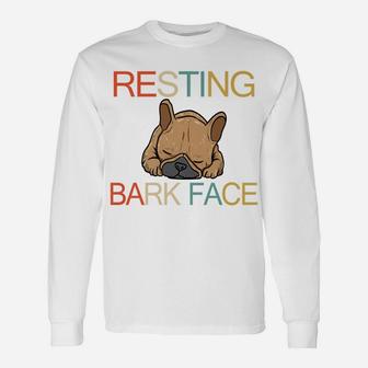 Retro Resting Bark Face French Bulldog Long Sleeve T-Shirt - Seseable