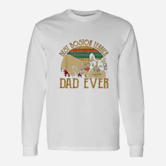 Retro Vintage Best Boston Terrier Dad Ever Long Sleeve T-Shirt - Seseable