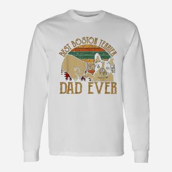 Retro Vintage Best Boston Terrier Dad Ever Long Sleeve T-Shirt - Seseable