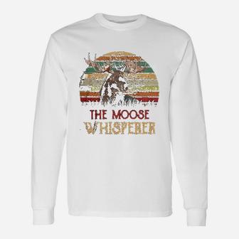 Retro Vintage The Moose Whisperer Moose Lover Long Sleeve T-Shirt - Seseable