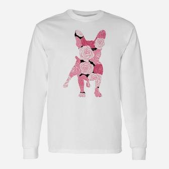 Roses French Bulldog Cute Men Long Sleeve T-Shirt | Seseable UK