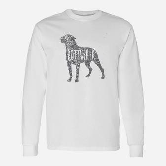 Rottweiler Dog Silhouette Relaxed Long Sleeve T-Shirt - Seseable
