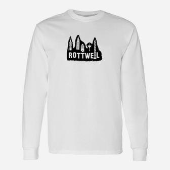 Rottweiler Hunde Silhouette Berg Design Weißes Langarmshirts - Seseable