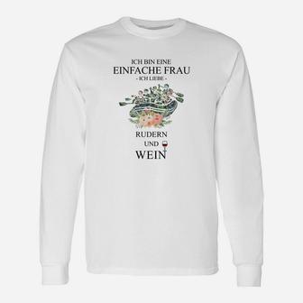 Rudern und Wein Liebhaber Damen Langarmshirts, Ideales Geschenk für Weinliebhaberinnen - Seseable