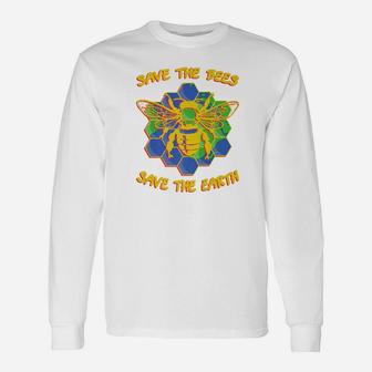 Save The Bees Save The Earth Vintage Earth Day Bee Long Sleeve T-Shirt - Seseable
