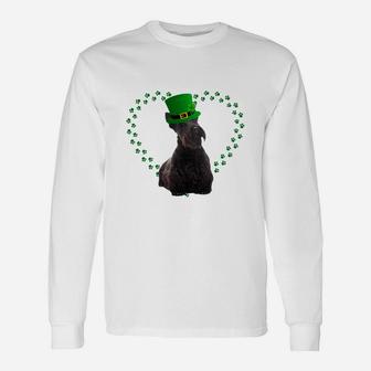 Scottish Terrier Heart Paw Leprechaun Hat Irish St Patricks Day For Dog Lovers Long Sleeve T-Shirt - Seseable