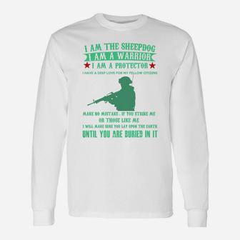 I Am The Sheepdog Soldier Army Veteran Long Sleeve T-Shirt - Seseable