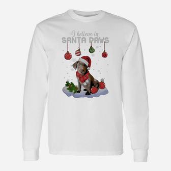 Silver Labrador Retriever Santa Paws Classic Dog Christmas Long Sleeve T-Shirt - Seseable
