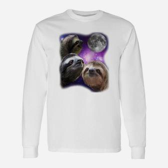 Sloth Three Wolves Moon Parody Meme Shirt Long Sleeve T-Shirt - Seseable