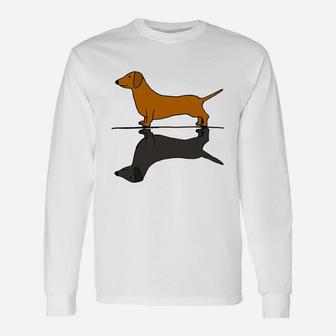 Smiletodays Cute Dachshund Dog And Shadow Long Sleeve T-Shirt - Seseable
