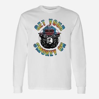 Get Your Smokey On Smokey Bear Tie Dye Graphic Long Sleeve T-Shirt - Seseable