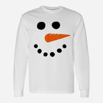 Snowman Face Carrot Nose Christmas Long Sleeve T-Shirt - Seseable