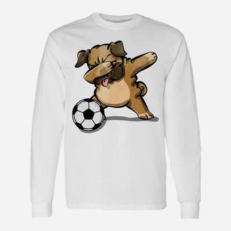 Soccer Dab Dabbing Pug Pug Lovers Long Sleeve T-Shirt - Seseable