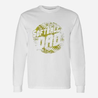 Softball Dad Fastpitch Fathers Day Long Sleeve T-Shirt - Seseable