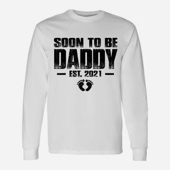 Soon To Be Daddy 2021 Expecting Dad Vintage New Papa Long Sleeve T-Shirt - Seseable