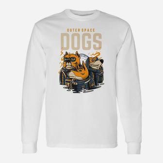 Space Dogs Outer Space Astronaut Puppy Scifi Inspired Long Sleeve T-Shirt - Seseable