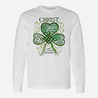 St Patricks Day Breastplate Christ Be With Me Long Sleeve T-Shirt - Seseable