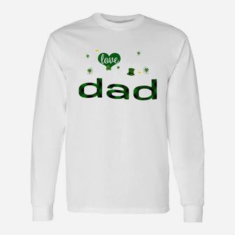 St Patricks Day Cute Shamrock I Love Being Dad Heart Long Sleeve T-Shirt - Seseable