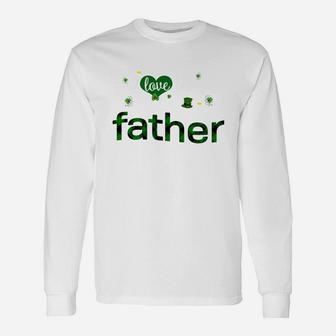 St Patricks Day Cute Shamrock I Love Being Father Heart Long Sleeve T-Shirt - Seseable