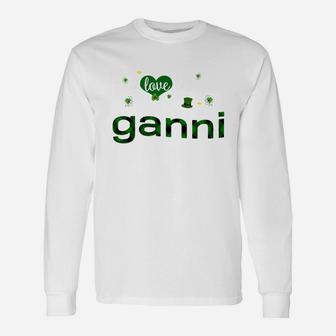 St Patricks Day Cute Shamrock I Love Being Ganni Heart Long Sleeve T-Shirt - Seseable