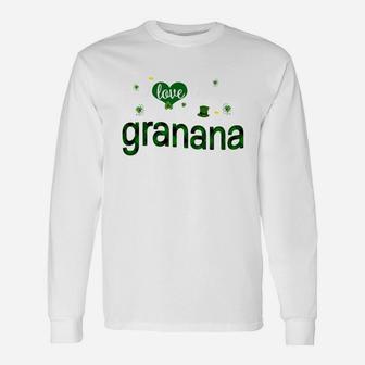 St Patricks Day Cute Shamrock I Love Being Granana Heart Long Sleeve T-Shirt - Seseable