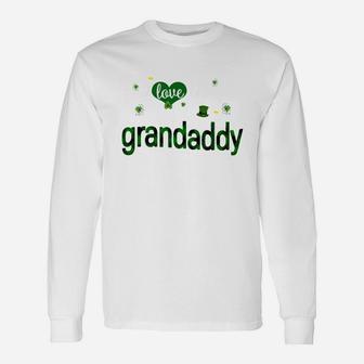 St Patricks Day Cute Shamrock I Love Being Grandaddy Heart Long Sleeve T-Shirt - Seseable