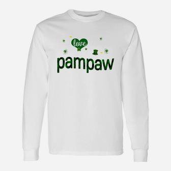St Patricks Day Cute Shamrock I Love Being Pampaw Heart Long Sleeve T-Shirt - Seseable