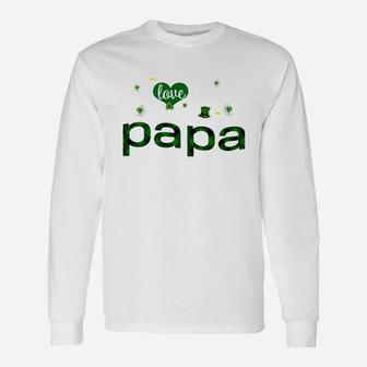 St Patricks Day Cute Shamrock I Love Being Papa Heart Long Sleeve T-Shirt - Seseable