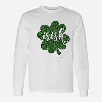 St Patricks Day Irish Lucky Leaf Bling Bling Long Sleeve T-Shirt - Seseable