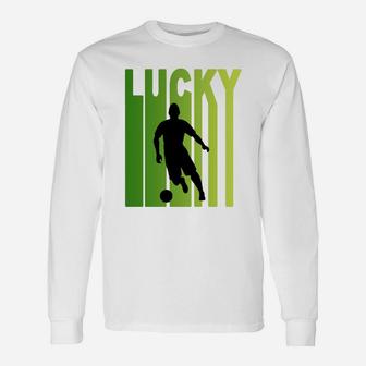 St Patricks Day Lucky Football Sport Lovers Long Sleeve T-Shirt - Seseable