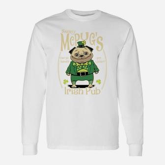 St Patricks Day Pug Snorty Mcpugs Irish Pub Long Sleeve T-Shirt - Seseable