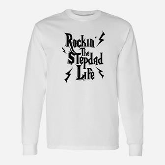 Stepdad Rock Music Fathers Day Stepfather Premium Long Sleeve T-Shirt - Seseable