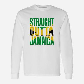 Straight Outta Jamaica Flag Pride T-shirt Long Sleeve T-Shirt - Seseable
