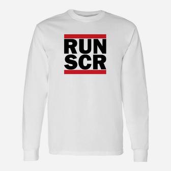 Street Style Weißes Langarmshirts mit RUN SCR Aufdruck - Seseable