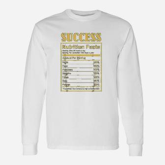 Success Ingredients Nutritional Facts Motivational Art Quote Long Sleeve T-Shirt - Seseable