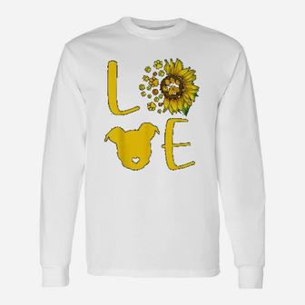 Sunflower Love Dog With Print Paws Flower Dog Lovers Long Sleeve T-Shirt - Seseable
