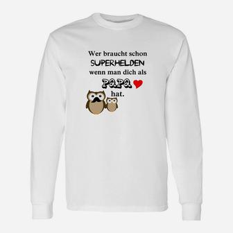 Superheld Papa Langarmshirts mit Comic Eulen Design, Lustiges Vatertag Tee - Seseable