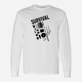 Survival-Print Langarmshirts für Herren in Schwarz und Weiß, Outdoor Motiv - Seseable